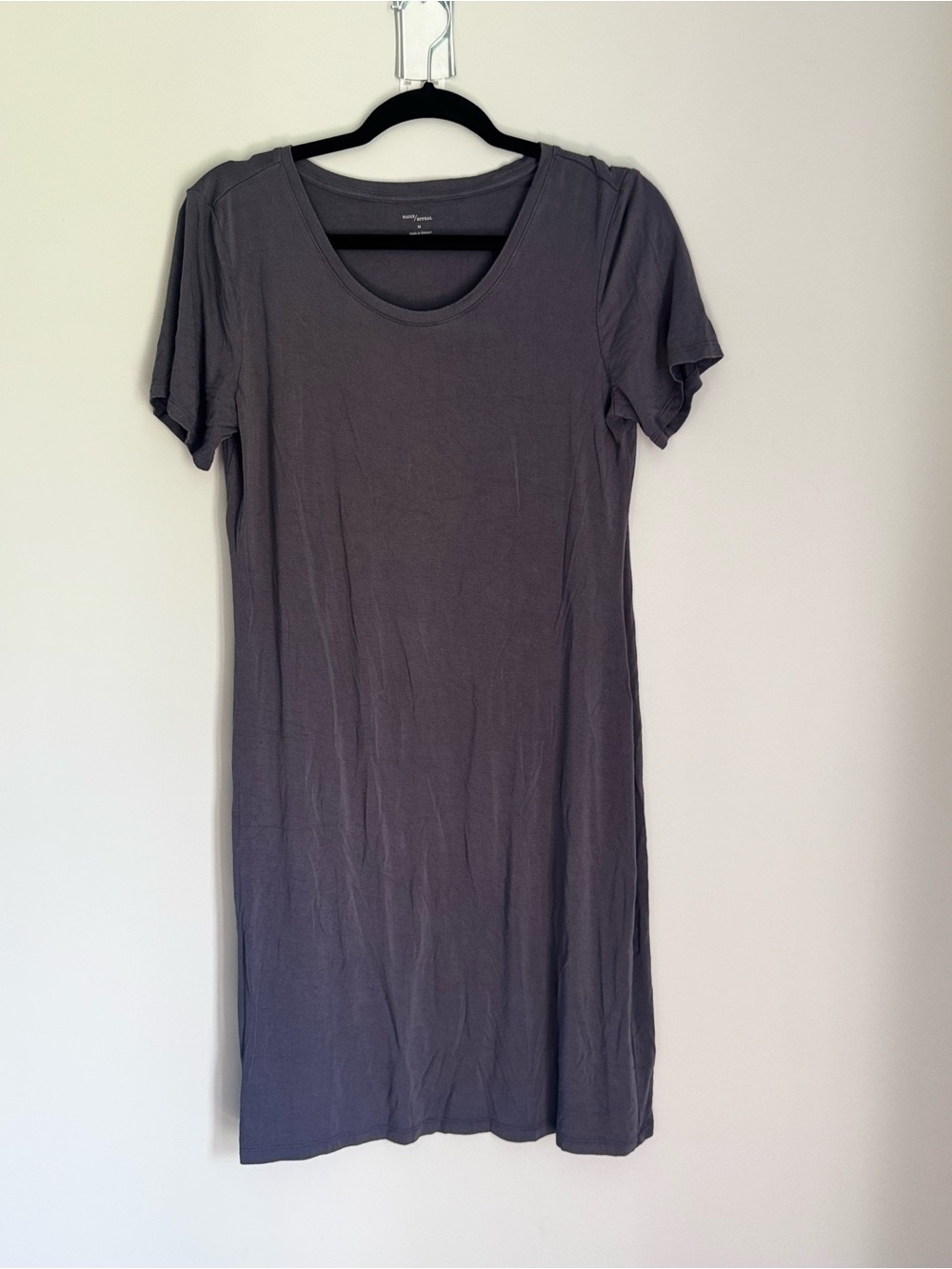 Daily Ritual Women’s Medium Gray T-Shirt Dress Short Sleeve Casual